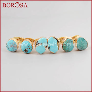 BOROSA 2017 New Arrival Fashion Gold Color Earring Natural Freedom Turkish Stone Stud Earring for Women G1017