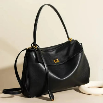New Rodeobag Leather Kelly Bag Women's Bag Large Capacity Advanced Lock Fashion High Sense Underarm Bag