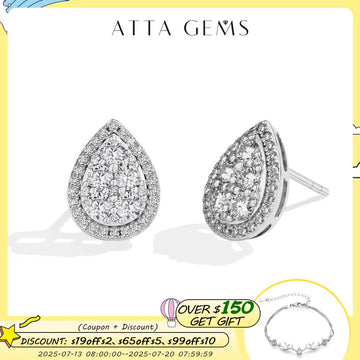Attagems Teardrop Shape Earrings Moissanite DVVS1 Round Cut 925 Sterling Silver Gold Plated For Women Wedding Party Jewelry Gift
