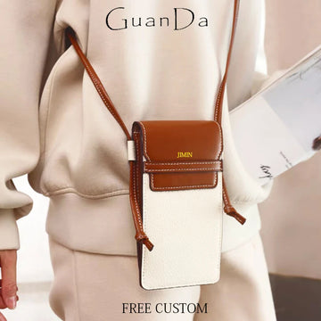 Custom Name Fashion Phone Cross Body Bag For Woman Luxury Design Slim Flap Purse Genuine Leather Casual Versatile Shoulder Bag