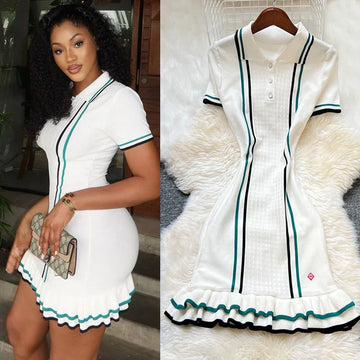 YuooMuoo Brand Fashion Women Knitted Mini Dress Ins Hot Sexy Package Hips Ruffled Party Dress Streetwear Lady Outfits Vestidos