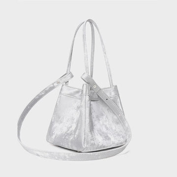 Genuine Leather Women's Bag Diagonal Cross Bag High-end Bucket Bag 2025 New Small Square Bag One-shoulder Food Basket Bag