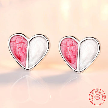 Pure 925 Sterling Silver Women's Gift New Fashion Jewelry Heart Stud Earrings XY0287