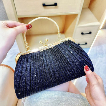 Stylish Sparkling Evening Bag High-end Design Hand-held Evening Clutch Shoulder Purse Diamond Lock Wedding Party Banquet Packag