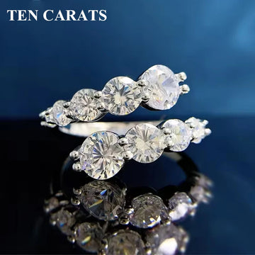 TEN CARATS Gra-certified Moissanite ring for women, 925 sterling silver plated with white gold engagement jewelry gift