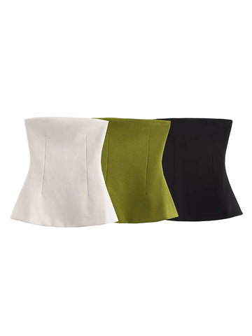ZAJIA2005 new women's clothing European and American style color selection slim simple double-sided cloth chest wrap top