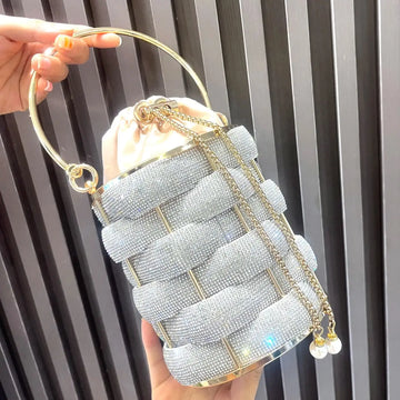 handmade Rhinestones Evening clutch Bag Purses and handbag luxury Designer shoulder bag Shiny Crystal Clutch purse bucket bag