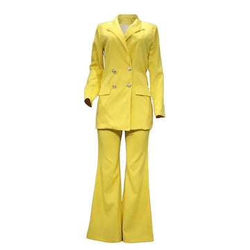 Autumn New Solid Color Casual Suit Wide Leg Pants Suit Two-piece Set Blazer Women's Professional Pants Dress Two-piece Suit