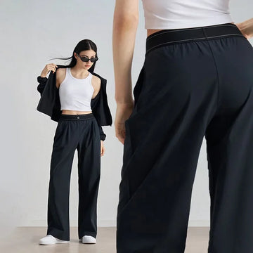 Black Casual Sports Pants Women Korean Style Loose High-waisted Wide-leg Pants Summer New Fashion Versatile Quick Drying Pants