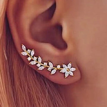 Huitan Trendy Flower Earrings for Women Full Paved Sparkling Cubic Zirconia Temperament Sweet Ear Accessories Fancy Gift Jewelry
