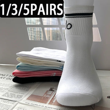 1/3/5 Pairs A* Mid Tube Yoga Socks Premium Cotton Unisex Breathable Comfortable Fitness Socks Set for Yoga Gym Sports All Season