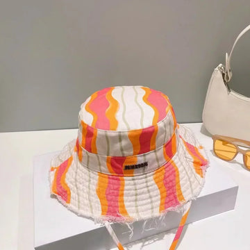 2025 Summer New! Women's Mint Mambo - Colored Oil - Painting Sunscreen Bucket Hat - Big Eaves, Strap for UV Protection