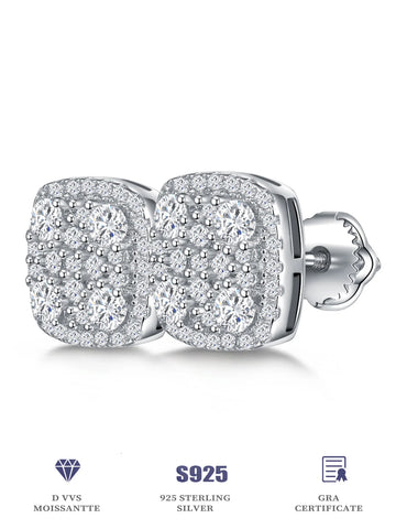 Cushion Earrings Moissanite Stud Earring for Woman Full Diamond Earring Engagemet New 2025