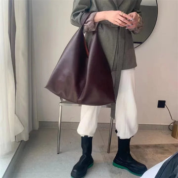Luxury Fashion Soft Leather Handbags Women Brown Large Capacity Hand Bags Shopping Tote Female Casual Shoulder Bag Purse