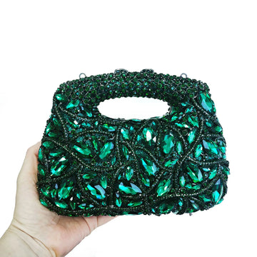 XIYUAN Women Pink Green Crystals Clutch Purse Rhinestones Evening Bags Lady Luxury Bridal Diamond Handbags Wedding Party Purses