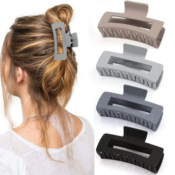 Simple Frosted Shark Hair Claws Candy Color No Slip Large Square Cross Shaped Jaw Clip For Women Girls Thin Thick Long Hair