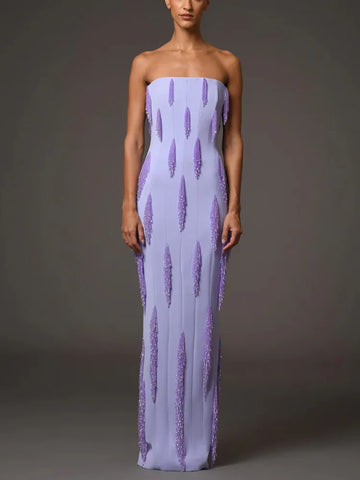HIGH STREET Newest Fashion 2025 Vestido Women's Tassel Pendant Beaded Wrapped Chest Long Maxi Dress