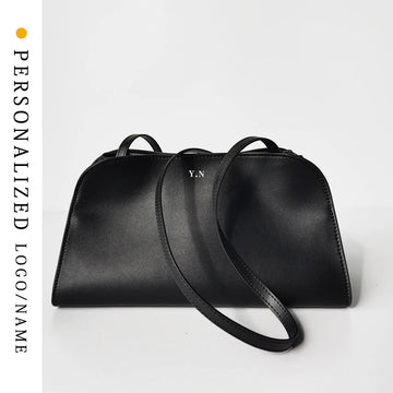 Custom First Letter Gold Stamping Women's Bag Genuine Leather Shoulder Bag Head Layer Cowhide Fashion Versatile Commuting Bag