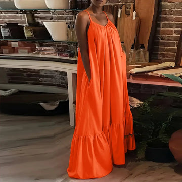 Sleeveless Dress Women Summer Solid Vacation Pullover Beach Sundress Female Fashion Slim Sexy Long Dresse