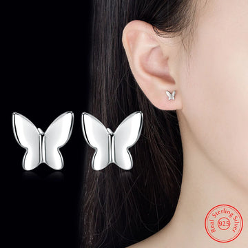 Real 925 Stelring Silver Jewelry Butterfly Stud Earrings For Woman Fashion New XY0279
