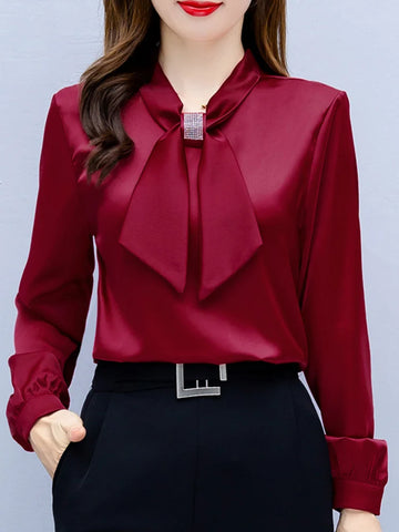 Blusas Mujer De Moda 2025 Long Sleeve Blouse Women Bow Collar Chiffon Blouse Shirt Tops Women Blouses Shirts Blusa Camisas F335