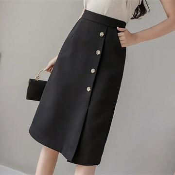 Tight Office Formal Skirts for Women Zipper Wrap High Waist Midi Woman Skirt Korean Style Modest Premium Chic and Elegant Luxury