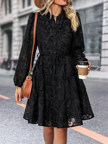 JIM & NORA Autumn Maxi Dress For Women Casual Hollow Crochet Bohemian Long-Sleeve Loose Beach Robe Ladies Holiday Fall Vestidos