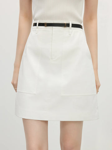 Women Mini White Skirts Simple Commuter Spring A-LINE Skirt With