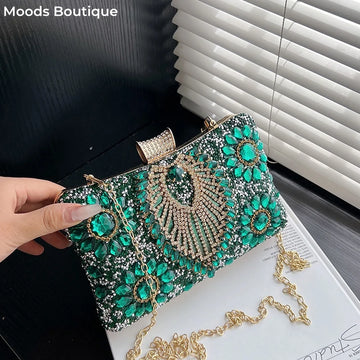 Luxury Sparking Rhinestone Evening Clutch Bags For Women Wedding Prom Dinner Party Gemstone Crossbody Bag 2024 Designer Handbags