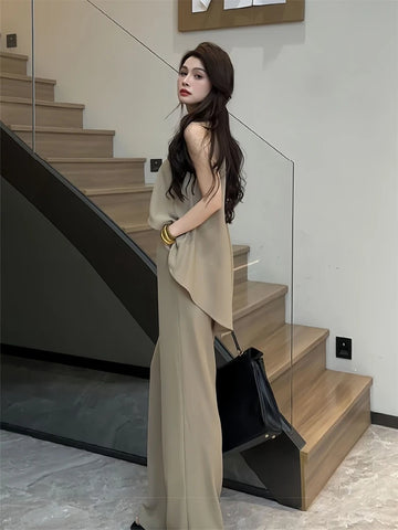 Office Women's Pants Two Piece Set Professional Wear To Work Wholesale Bulk Aesthetic Korea Stylish Outfit Full Ladies Trouser