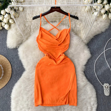 Sexy Hollow Out Backless Slip Dress Chic Vintage Evening Party Club Mini Dress Women Chic Goth Slim Pencil Vestidos