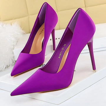 BIGTREE Shoes Satin Women Pumps 2025 New Purple High Heels Fashion Women Shoes Stiletto Luxury Noble Party Shoes Women Heels