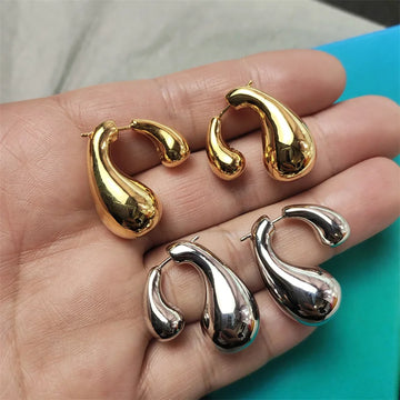 French Fashion Asymmetric Water Drop Earrings for Women Simple OL Commuter All-match Daily Banquet Jewelry