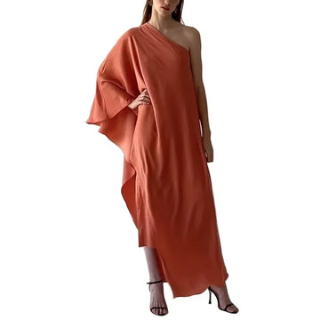 Krisstargirl Women's Evening Prom Maxi Dresses 2025 Summer Elegant One-shoulder Asymmetric Birthday Party Simple Long Dresses