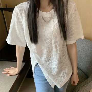 Short Sleeve T Shirt for Women Plaid Woman Tops Y2k Fashion Korea Women's Clothing 2025 Korean Reviews Clothes Kpop Female Emo