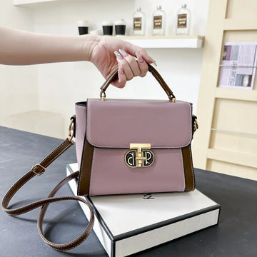 Quality Women's Shoulder Bag Fashionable Color Block Versatile Small Square Bag with Mobile Phone Pocket Polyester Lining