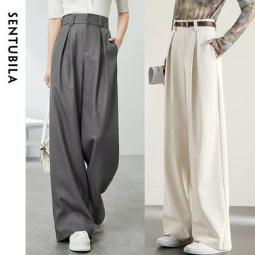 High Waist Baggy Pant Women Full Length Straight Loose Casual Trousers Spring Elegant Wide Leg Pant