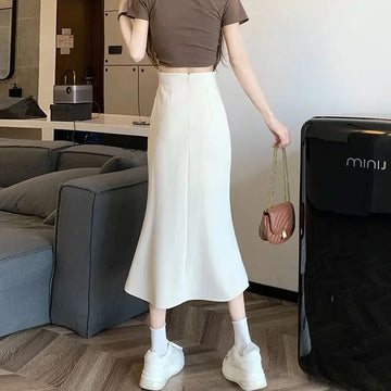 Midi Tight with Slit Skirts for Women Wrap High Waist Modest V 2025 Trend A Line Stylish Clothing Sales Summer Cheap Woman Skirt