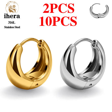2/10PCS 316L Stainless Steel Hoop Earrings 20G Simple Round Earrings for Women Men Lobe Helix Cartilage Piercing Fashion Jewelry