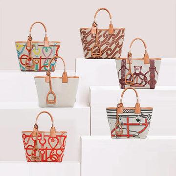 2025 Trendy High Quality Tote Bag for Women Geometric Printed Top Handle Satchel Handbag Purses Canvas Fashionable Shopper Bag