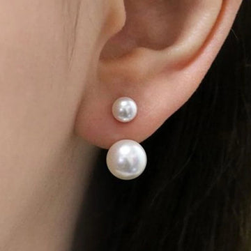 Huitan Double Imitation Pearl Earrings for Women Creative Design Fashion Versatile Female Earring Daily Wear Temperament Jewelry