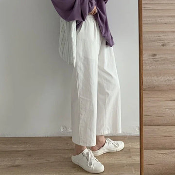 2025 White Fashion Pants Women Summer New Korean High Waist Wide Leg Pants Students Loose Straight Leg Casual Trousers Female