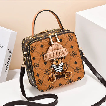 Fashion Vintage Printed Women's Handbag High-grade Texture of Light Luxury Small Square Bag Women's Shoulder Crossbody Bag