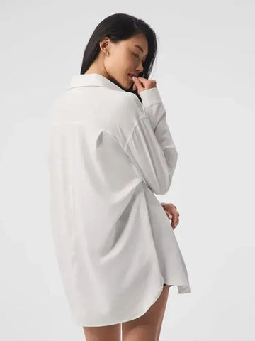 Fashion Women Blouses Casual Ladies Shirts Womens Blouses Tops Casual Long Sleeve Loose Fit Button Cotton Blouse White Shirt