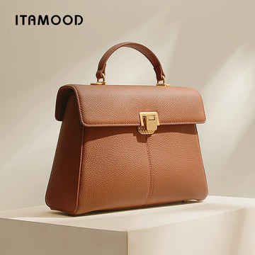 ITAMOOD Genuine Leather Handbag with Adjustable Strap Women Large Capacity Crossbody Shoulder Bag Satchel Purse Luxury Designer