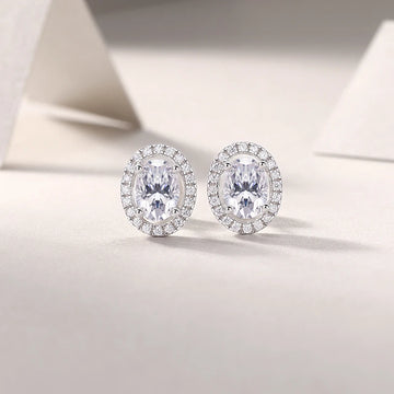Huitan Oval CZ Stud Earrings Dainty Versatile Ear Stud Girls Earrings Minimalist Bridal Wedding Accessories Trendy Jewelry Bulk