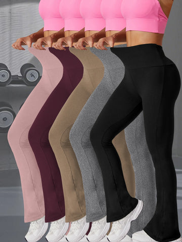 5 Pack Women's Super Soft Flare Pants High Waisted Tummy Control Workout Yoga Push Up Gym Fitness Leggings Bell Bottoms