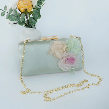 Fashionable Floral Wedding Evening Dinner Bag Square Bag Handheld Party Formal Gathering Bag Chain Strap Single Shoulder Bag