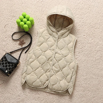 2024 New Arrivals Women Fashion Ultralight Thin Hooded Down Jackets Spring Winter Female Korean Slim Fit Sleeveless Puffer Coat