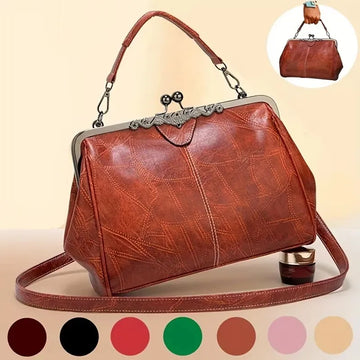 Retro Steampunk Style Women's Faux Leather Handbag, Quilted Solid Color Design, with Bead Embellishments, Foldable Shoulder Bag,